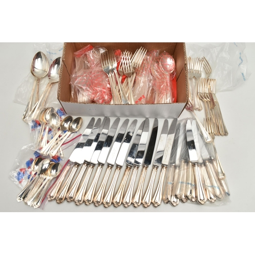 243 - A BOX OF LOOSE 'DAVENPORT AND SULLIVAN' CUTLERY, to include 12 x dinner forks, 12 x dinner knives, 1... 