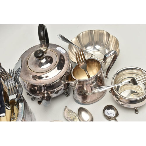 250 - A BOX OF ASSORTED SILVER AND WHITE METAL ITEMS, to include two silver shallow dishes, hallmarked 'Ma... 