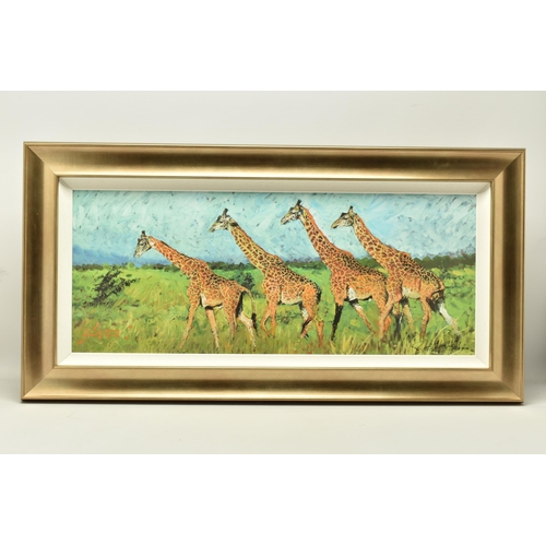 312 - ROLF HARRIS (AUSTRALIAN 1930-2023) 'FOUR GIRAFFES' a limited edition print on board, 47/195 no certi... 