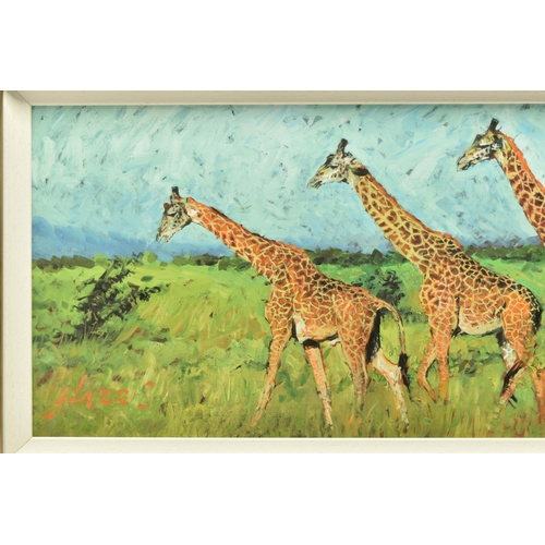 312 - ROLF HARRIS (AUSTRALIAN 1930-2023) 'FOUR GIRAFFES' a limited edition print on board, 47/195 no certi... 