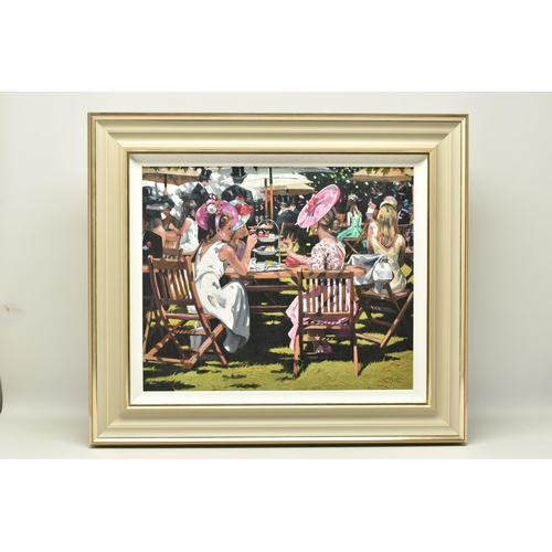 313 - SHERREE VALENTINE DAINES (BRITISH 1959) 'AFTERNOON TEA AT ASCOT' a signed limited edition print, 96/... 