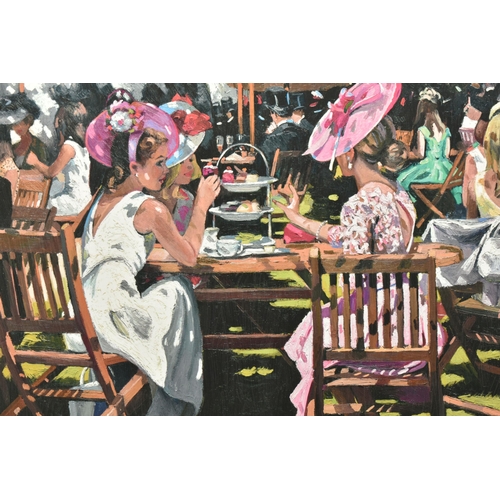 313 - SHERREE VALENTINE DAINES (BRITISH 1959) 'AFTERNOON TEA AT ASCOT' a signed limited edition print, 96/... 