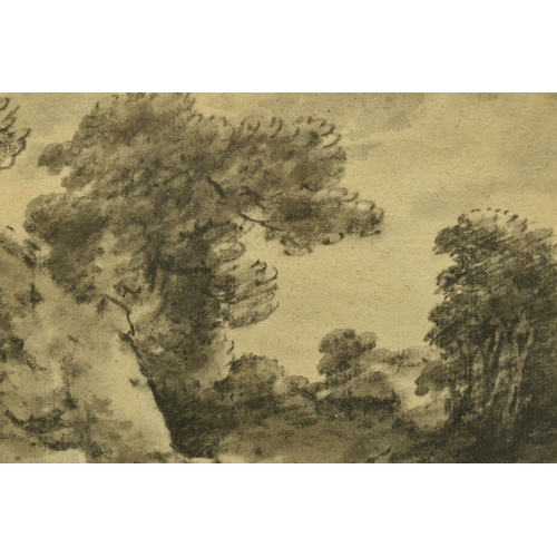 328 - CIRCLE OF DR THOMAS MONROE (1759-1833) A LANDSCAPE STUDY, depicting a lane with trees either side, n... 