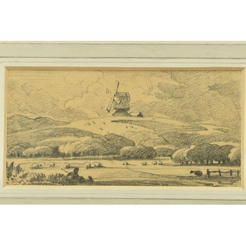 329 - CIRCLE OF JOHN VARLEY (1788-1842) 'LANDSCAPE WITH WINDMILL', no visible signature, pencil on paper, ... 