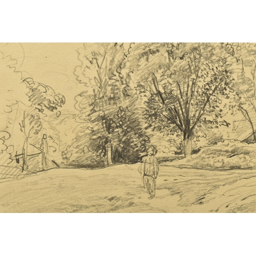 339 - JOHN LINNELL (1792-1882) 'HAMPSTEAD', a landscape sketch with figures, signed and dated 1825-7 to lo... 