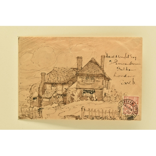 343 - DR REGINALD BROWN (CIRCA 1868-1940) TWO LANDSCAPE STUDIES ON ENVELOPES, the first depicts St Botolph... 