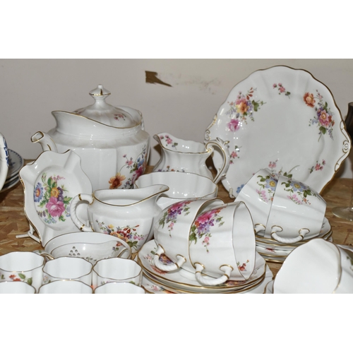 356 - A COLLECTION OF ROYAL CROWN DERBY 'DERBY POSIES' PATTERN TEAWARE, comprising a boxed set of six napk... 