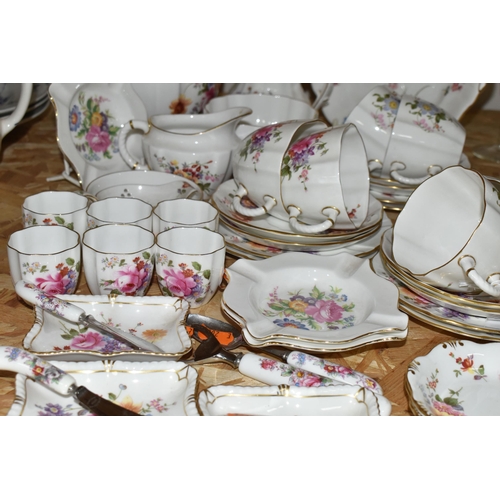 356 - A COLLECTION OF ROYAL CROWN DERBY 'DERBY POSIES' PATTERN TEAWARE, comprising a boxed set of six napk... 