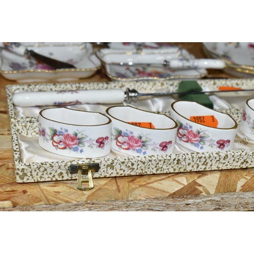 356 - A COLLECTION OF ROYAL CROWN DERBY 'DERBY POSIES' PATTERN TEAWARE, comprising a boxed set of six napk... 