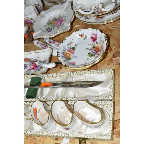 356 - A COLLECTION OF ROYAL CROWN DERBY 'DERBY POSIES' PATTERN TEAWARE, comprising a boxed set of six napk... 