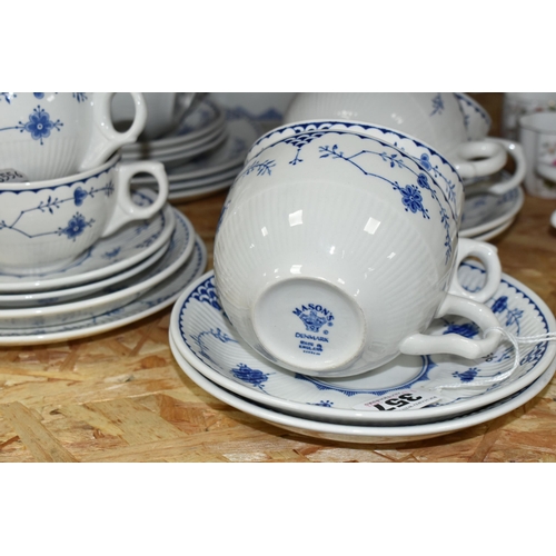 357 - A QUANTITY OF BLUE AND WHITE FURNIVAL 'DENMARK' PATTERN DINNERWARE, Furnival comprising four dinner ... 