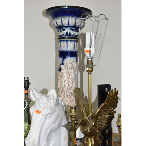 364 - A GROUP OF TABLE LAMPS, PLANTERS AND OTHER DECORATIVE HOMEWARES, to include seven table lamps, inclu... 