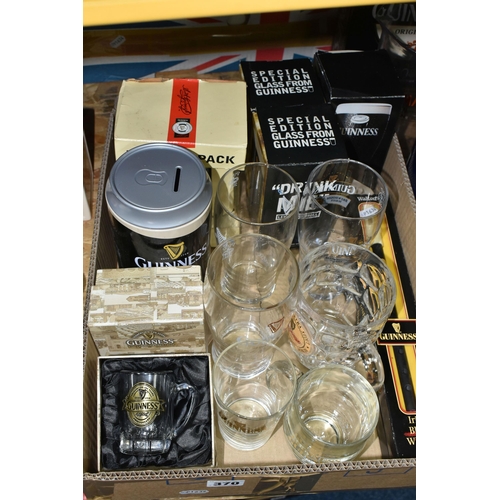 370 - TWO BOXES AND LOOSE BREWERIANA, to include a Guinness limited edition tin including a glass and a bo... 