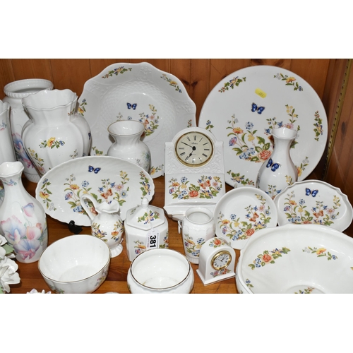 381 - A COLLECTION OF AYNSLEY GIFTWARES, in mainly Cottage Garden pattern, to include a wall clock, two fr... 