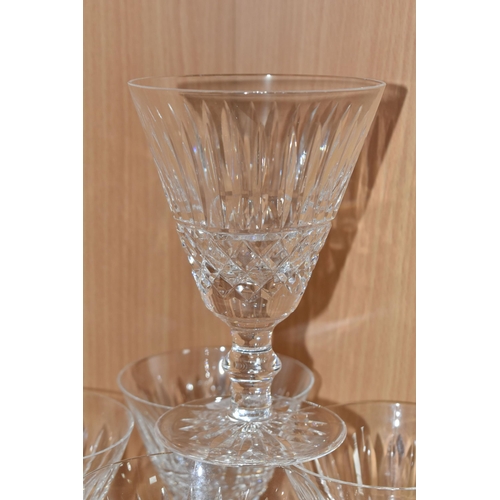 393 - SEVEN WATERFORD CRYSTAL GLASSES, in the Tranmore pattern, comprising two large wine glasses, and fiv... 