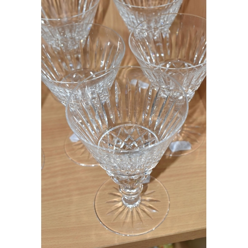 393 - SEVEN WATERFORD CRYSTAL GLASSES, in the Tranmore pattern, comprising two large wine glasses, and fiv... 