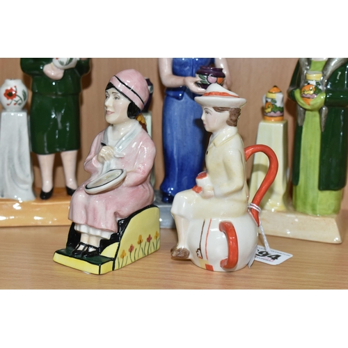 394 - FIVE SMALL FIGURINES DEPICTING FAMOUS WOMEN IN THE POTTERY INDUSTRY, comprising Kevin Francis 'Susie... 