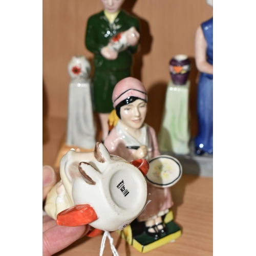 394 - FIVE SMALL FIGURINES DEPICTING FAMOUS WOMEN IN THE POTTERY INDUSTRY, comprising Kevin Francis 'Susie... 