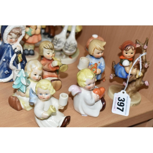 397 - A GROUP OF HUMMEL AND OTHER GOEBEL FIGURES, thirteen figures comprising Hummel: Apple Tree Girl no 1... 