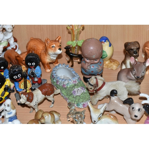 408 - A GROUP OF CERAMICS, GLASS AND OTHER ORNAMENTS, to include six Robertson's jam jazz band figures (tw... 