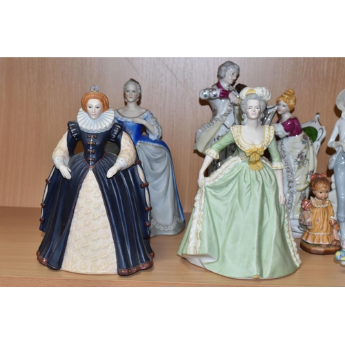 428 - A GROUP OF FIGURINES, to include Coalport: 'Anniversary Waltz' from a limited edition of 1000 (glaze... 