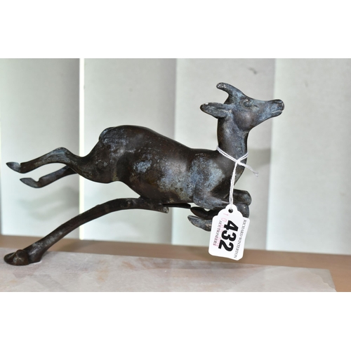 432 - A FRENCH ART DECO SCULPTURE, depicting a female figure possibly Diana and a running deer, mounted on... 