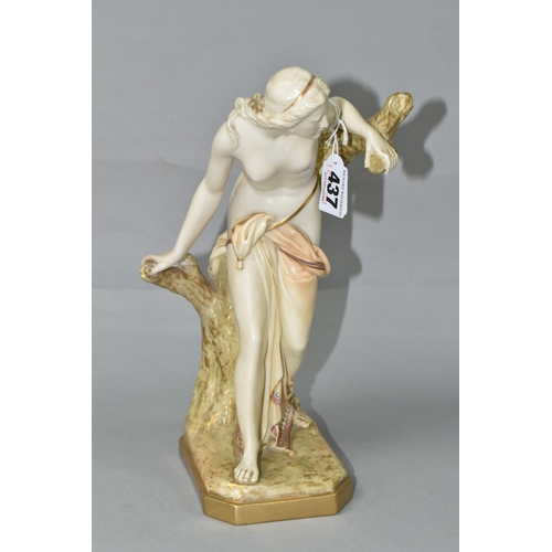 437 - A ROYAL WORCESTER PORCELAIN 'THE BATHER SURPRISED' FIGURE, modelled after Sir Thomas Brock, depictin... 