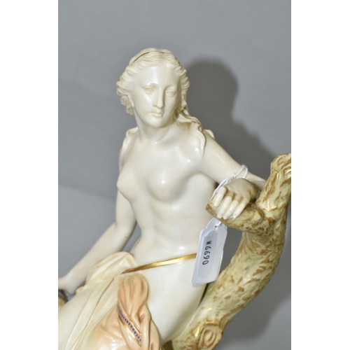 437 - A ROYAL WORCESTER PORCELAIN 'THE BATHER SURPRISED' FIGURE, modelled after Sir Thomas Brock, depictin... 