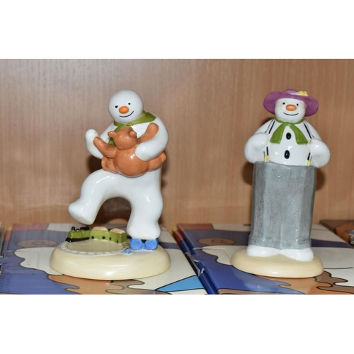 444 - SIX BOXED COALPORT CHARACTERS 'THE SNOWMAN' FIGURES, comprising Dancing at the Party, Hug for Mum, D... 