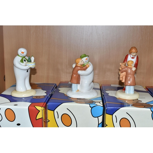 444 - SIX BOXED COALPORT CHARACTERS 'THE SNOWMAN' FIGURES, comprising Dancing at the Party, Hug for Mum, D... 