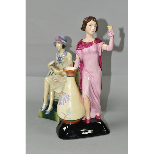 404 - TWO LIMITED EDITION KEVIN FRANCIS 'CHARLOTTE RHEAD' FIGURINES, both modelled by Andy Moss, the seate... 