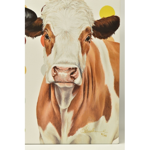 324 - HAYLEY GOODHEAD (BRITISH CONTEMPORARY) 'DAMIEN'S HERD', a limited edition box canvas print depicting... 