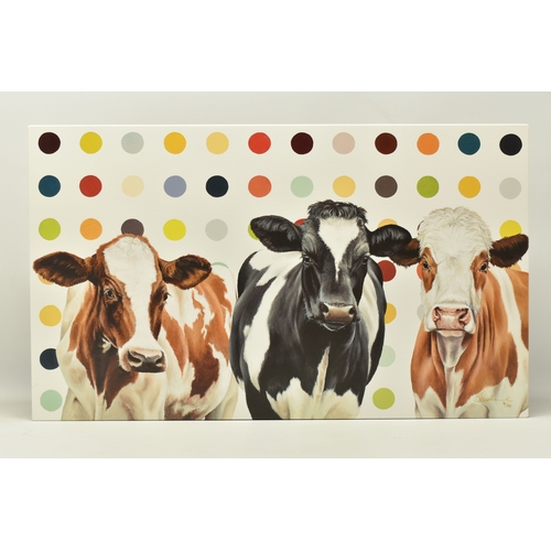 324 - HAYLEY GOODHEAD (BRITISH CONTEMPORARY) 'DAMIEN'S HERD', a limited edition box canvas print depicting... 