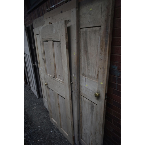 1004 - FIVE VARIOUS PINE DOORS, of various shapes, sizes and ages, largest width 86cm x height 195cm (condi... 