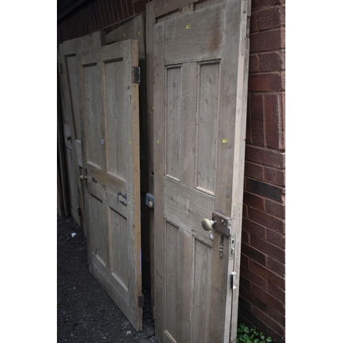 1005 - FIVE VARIOUS PINE DOORS, of various shapes, sizes and ages, largest width 66cm x height 196cm (condi... 