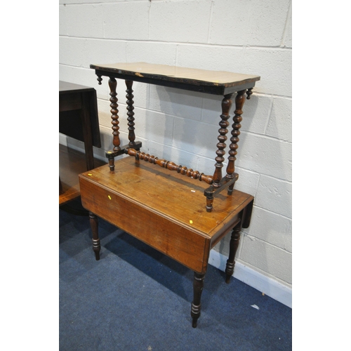 1219 - A SELECTION OF FIVE VARIOUS TABLES, to include a mahogany gate leg table, Victorian Pembroke table, ... 