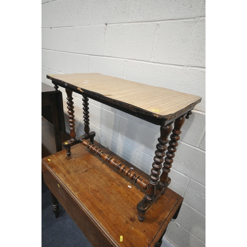 1219 - A SELECTION OF FIVE VARIOUS TABLES, to include a mahogany gate leg table, Victorian Pembroke table, ... 