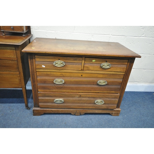 1267 - A MAHOGANY AND INLAID DRESSING CHEST, with an oval swing mirror, five various drawers, and square ta... 