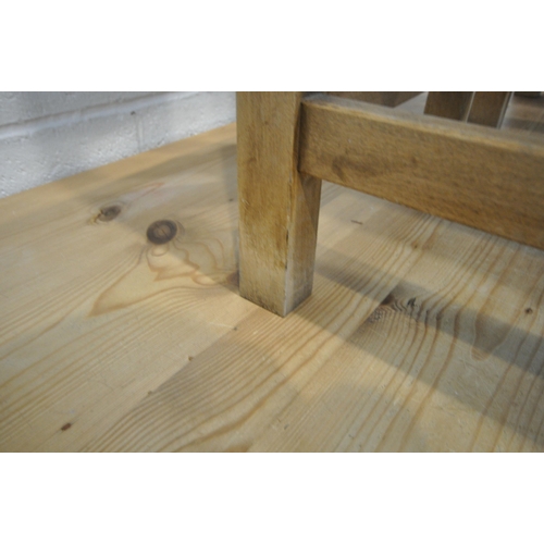 1274 - A PINE RECTANGULAR FARMHOUSE TABLE, on block and turned legs, length 183cm x depth 91cm x height 78c... 