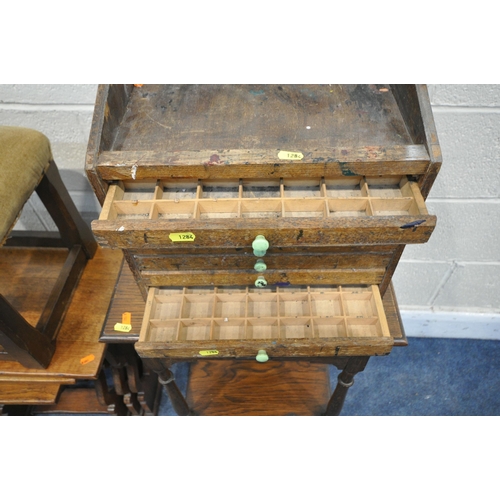 1284 - A SELECTION OF OCCASIONAL FURNITURE, to include an oak side table, with a single drawer, a nest of t... 