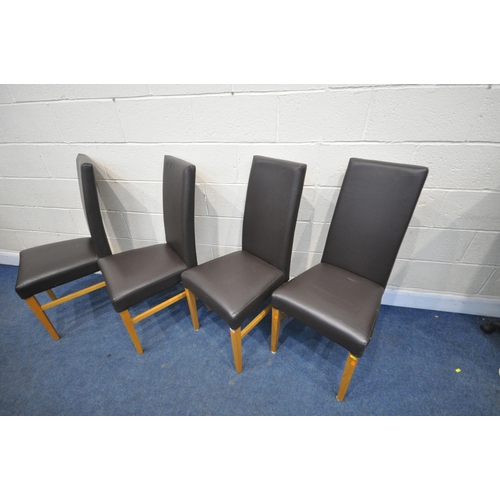 1298 - A SET OF FOUR BROWN LEATHER DINING CHAIRS (condition - good)