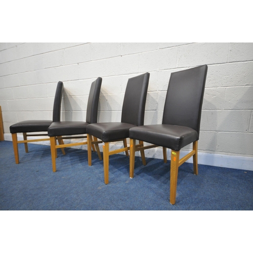 1298 - A SET OF FOUR BROWN LEATHER DINING CHAIRS (condition - good)