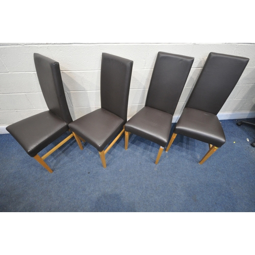 1298 - A SET OF FOUR BROWN LEATHER DINING CHAIRS (condition - good)