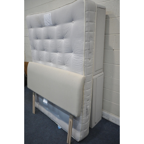 1300 - A JOHN LEWIS ORTHO 1600 4FT6 DIVAN BED AND MATTRESS, and a headboard (condition - minor clean needed... 