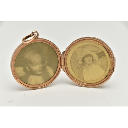 1 - AN EARLY 20TH CENTURY 9CT GOLD TORTOISESHELL LOCKET, of a circular form, tortoiseshell decorated wit... 