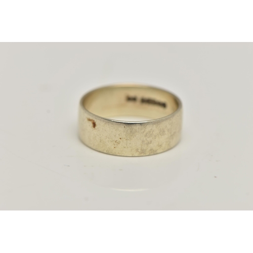 13 - A 9CT GOLD WIDE BAND RING, polished white gold band, approximate band width 6.6mm, hallmarked 9ct Lo... 