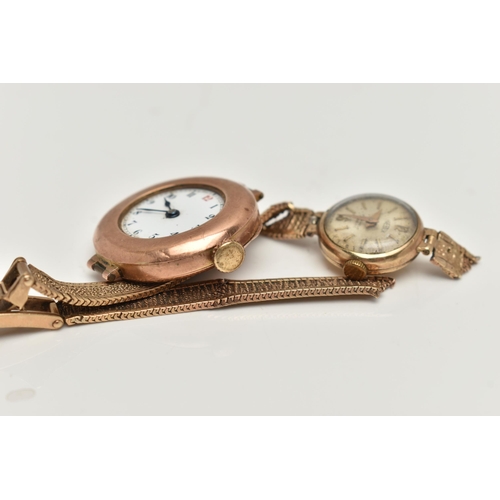 50 - TWO LADYS 9CT GOLD WRISTWATCHES, the first an AF manual wind with, round white dial, Arabic numerals... 