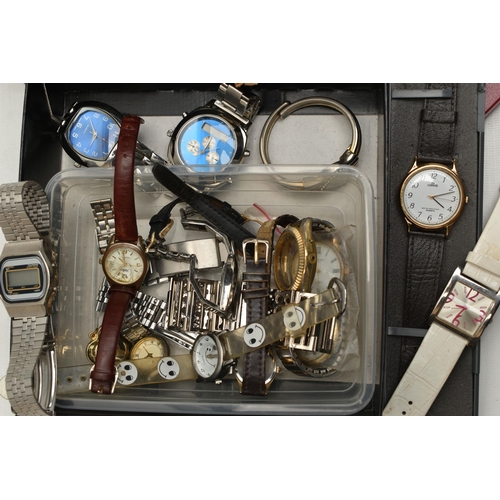 102 - A BOX OF ASSORTED WRISTWATCHES, names to include Lorus, Sekonda, Pierre Cardin, Timex, (condition re... 