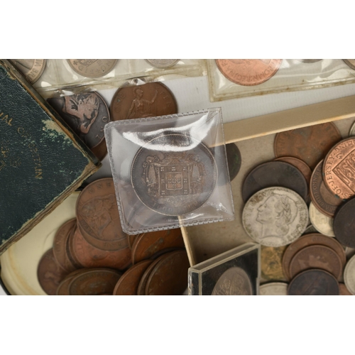 121 - A LARGE PLASTIC BOX OF WORLD COINAGE, to include a Canada dollar to cent 1967 6 coin set, other silv... 