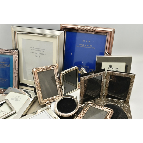 169 - A BOX OF ASSORTED SILVER PLATED PHOTO FRAMES, twenty four frames varying in size, together with a 'A... 